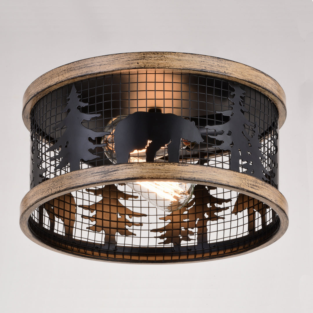 Vaxcel Kodiak C0262 Ceiling Light - Black and Burnished Teak