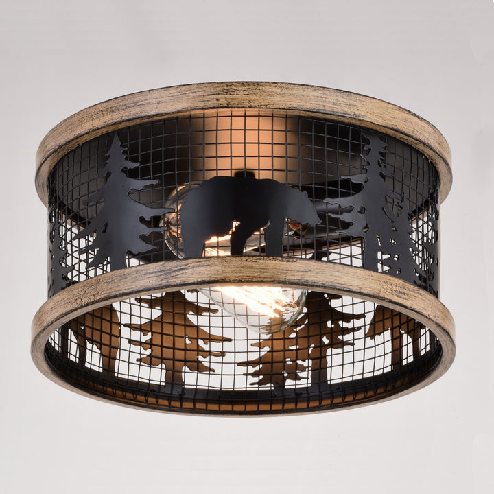 Vaxcel Kodiak C0262 Ceiling Light - Black and Burnished Teak
