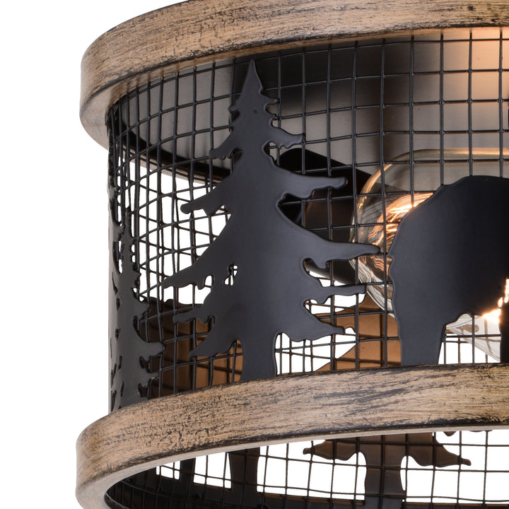 Vaxcel Kodiak C0262 Ceiling Light - Black and Burnished Teak