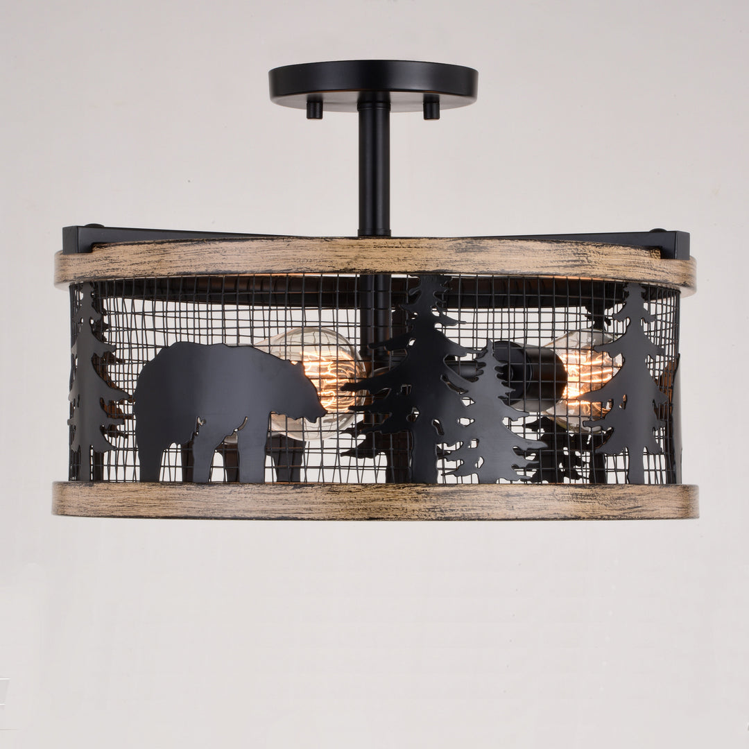 Vaxcel Kodiak C0263 Ceiling Light - Black and Burnished Teak
