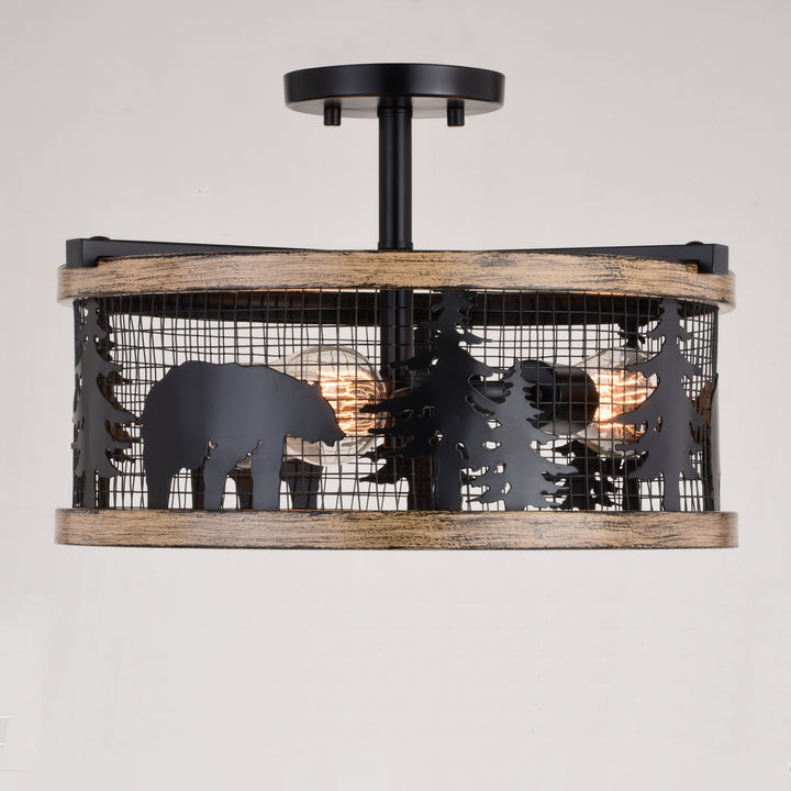 Vaxcel Kodiak C0263 Ceiling Light - Black and Burnished Teak