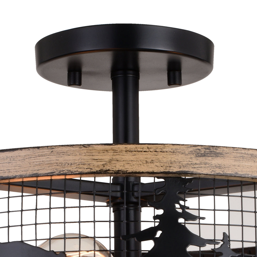 Vaxcel Kodiak C0263 Ceiling Light - Black and Burnished Teak
