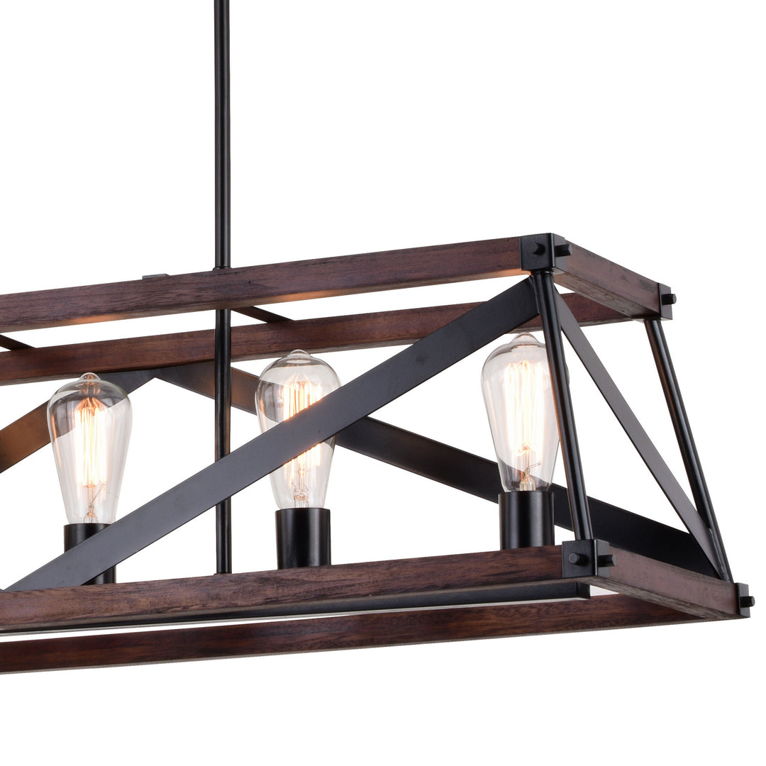 Vaxcel Wade H0268 Pendant Light - Matte Black and Sycamore