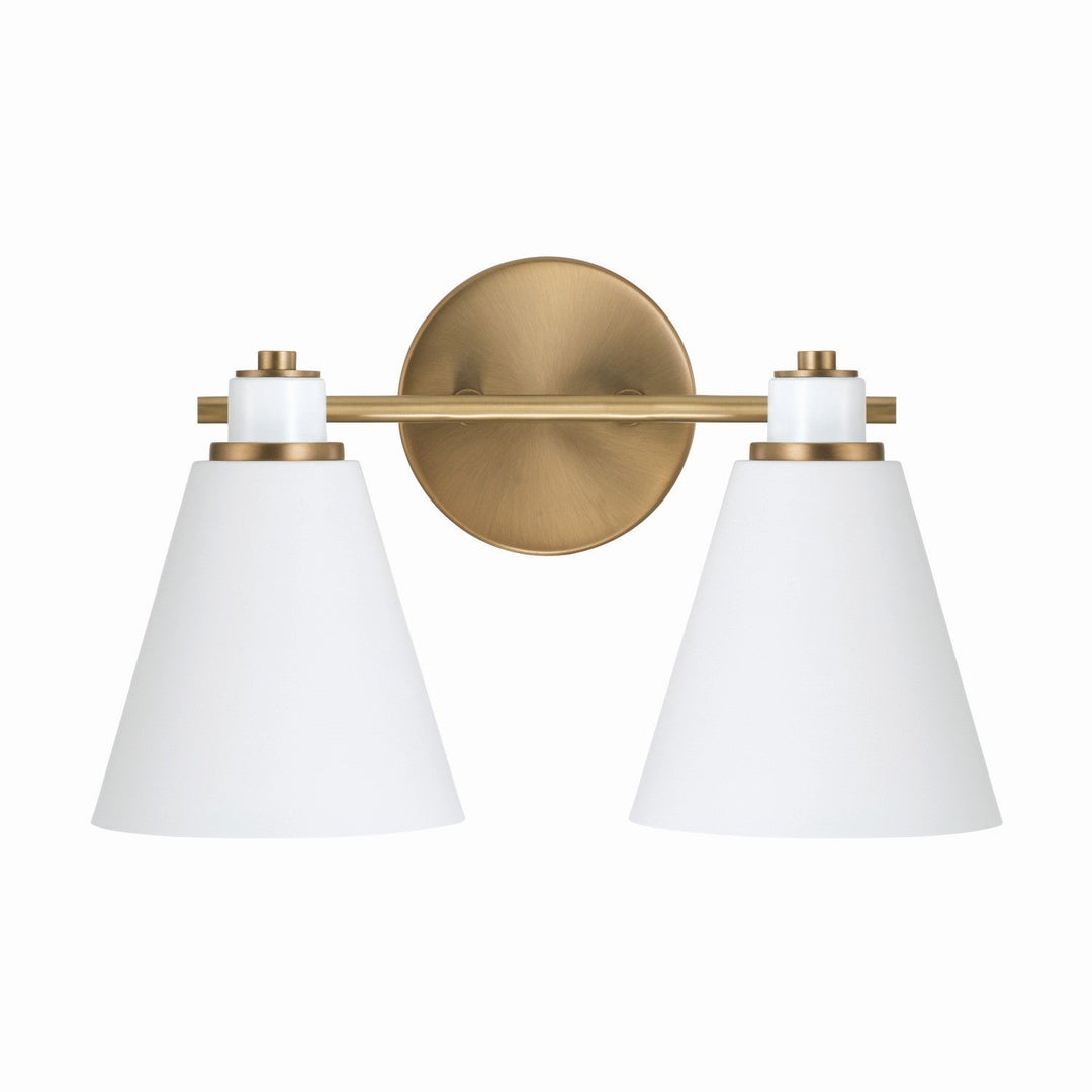 Capital Bradley 150121AW Bath Vanity Light 15 in. wide - Aged Brass and White