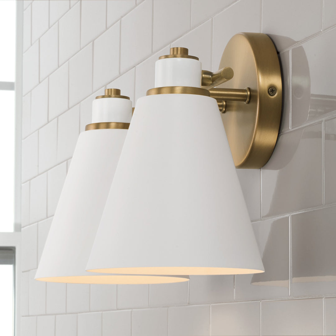 Capital Bradley 150121AW Bath Vanity Light 15 in. wide - Aged Brass and White