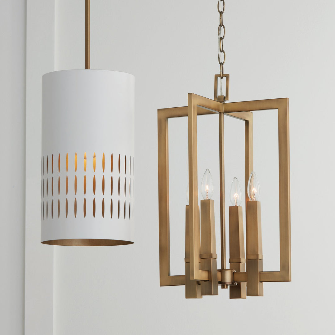 Capital Dash 350212AW Pendant Light - Aged Brass and White