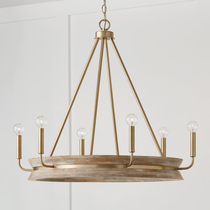 Capital Finn 447361WS Chandelier Light - White Wash and Matte Brass