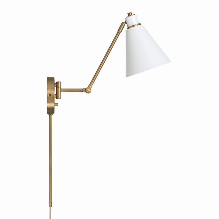 Capital Lighting 650111AW  Bradley Lamp Aged Brass And White