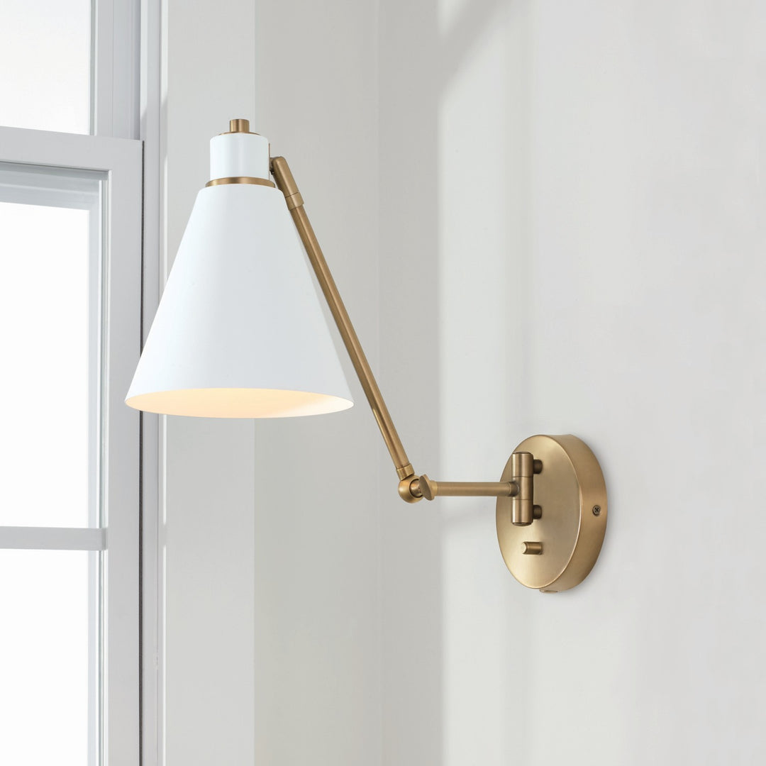 Capital Lighting 650111AW  Bradley Lamp Aged Brass And White