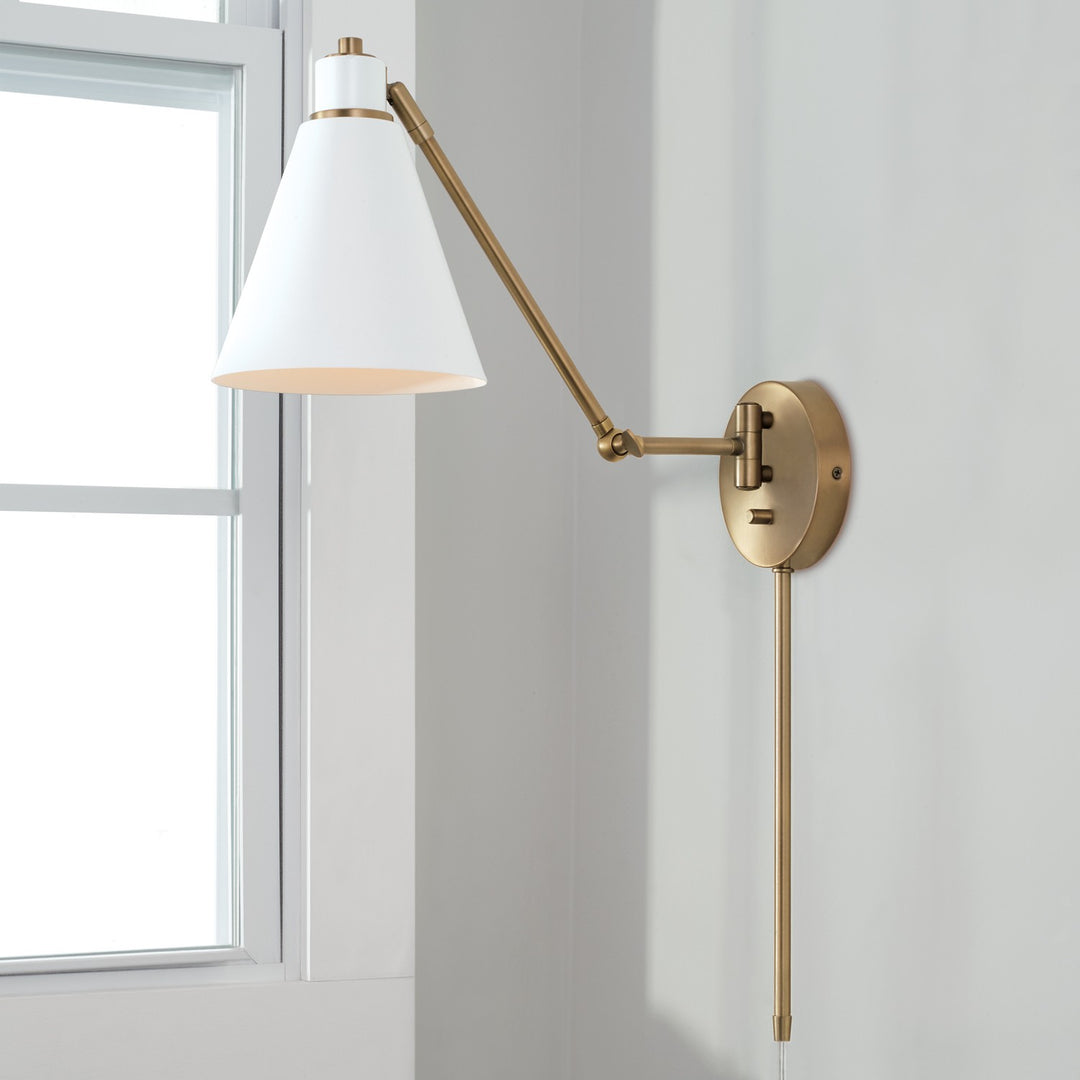 Capital Lighting 650111AW  Bradley Lamp Aged Brass And White