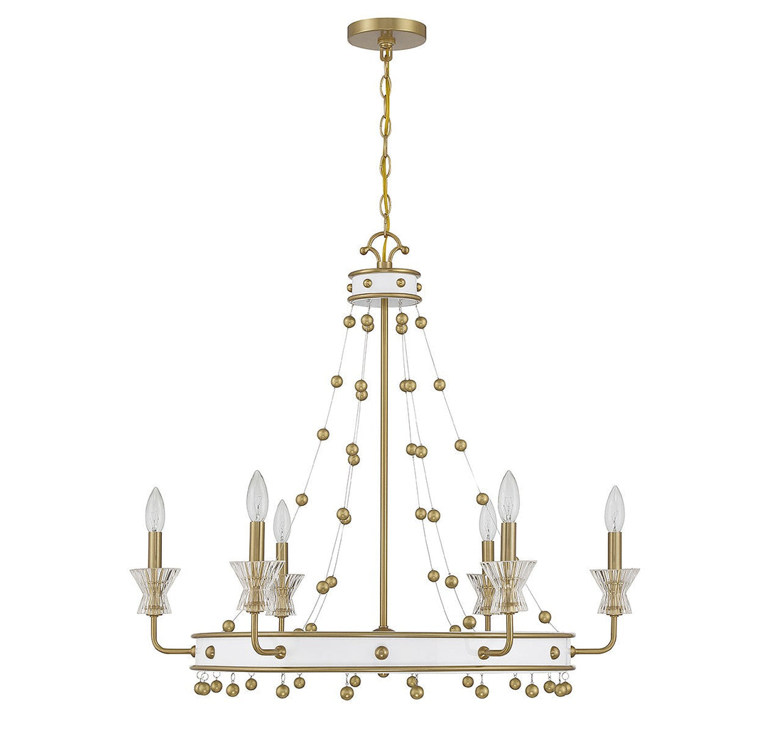 Savoy House Iris 1-3804-6-142 Chandelier Light - White with Warm Brass