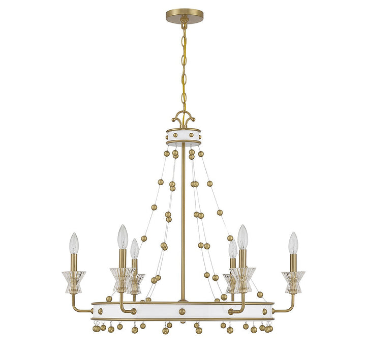 Savoy House Iris 1-3804-6-142 Chandelier Light - White with Warm Brass