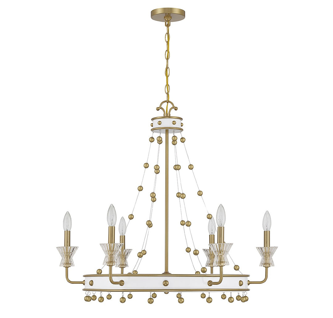 Savoy House Iris 1-3804-6-142 Chandelier Light - White with Warm Brass