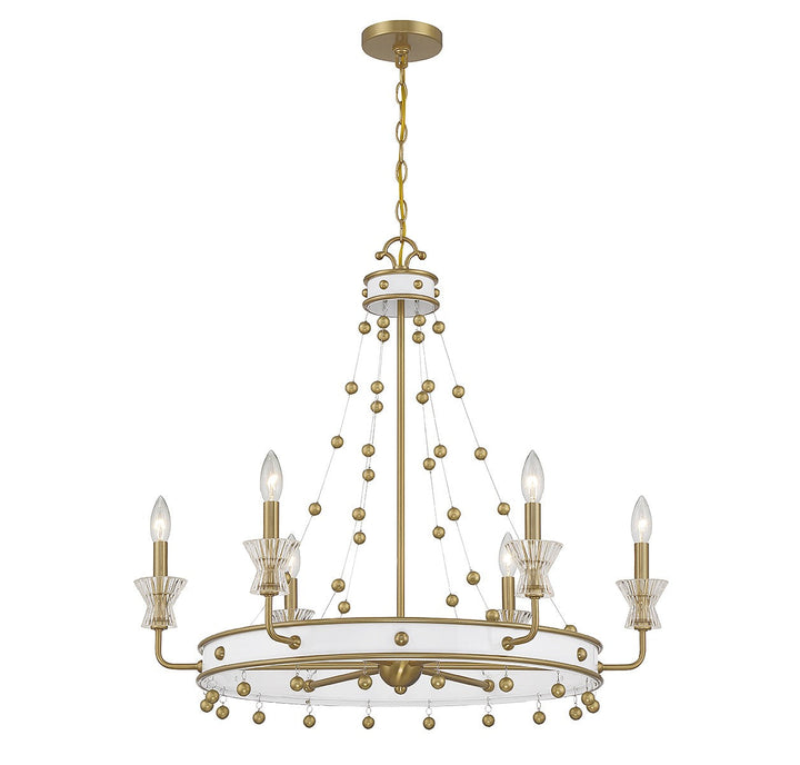 Savoy House Iris 1-3804-6-142 Chandelier Light - White with Warm Brass