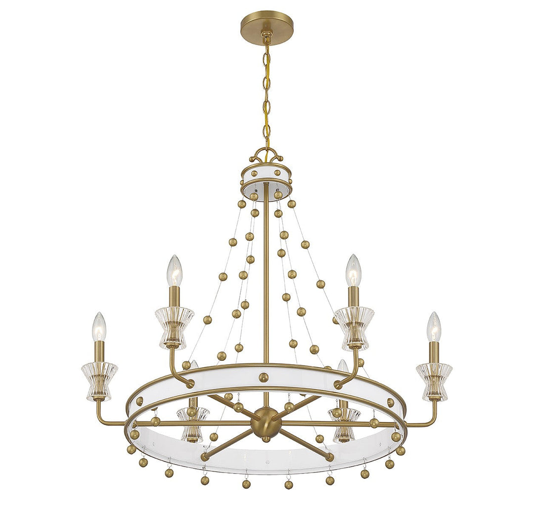 Savoy House Iris 1-3804-6-142 Chandelier Light - White with Warm Brass