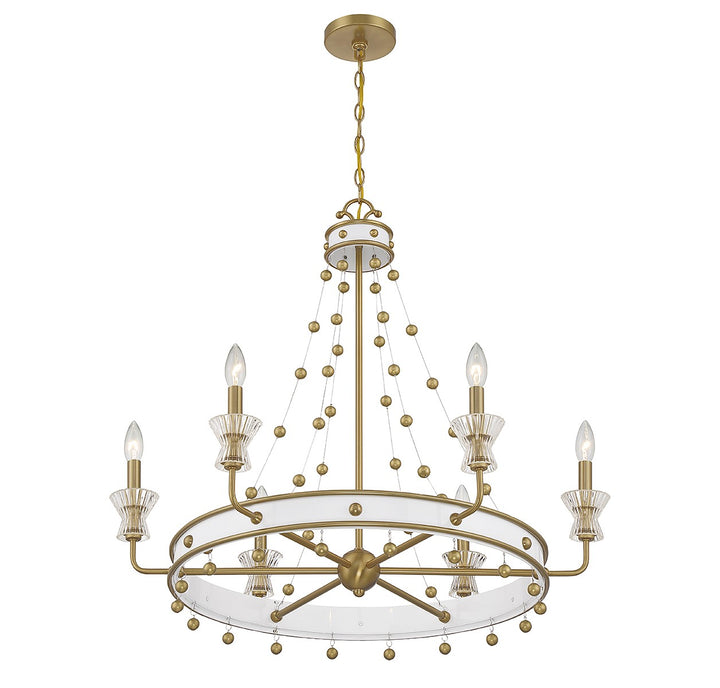 Savoy House Iris 1-3804-6-142 Chandelier Light - White with Warm Brass