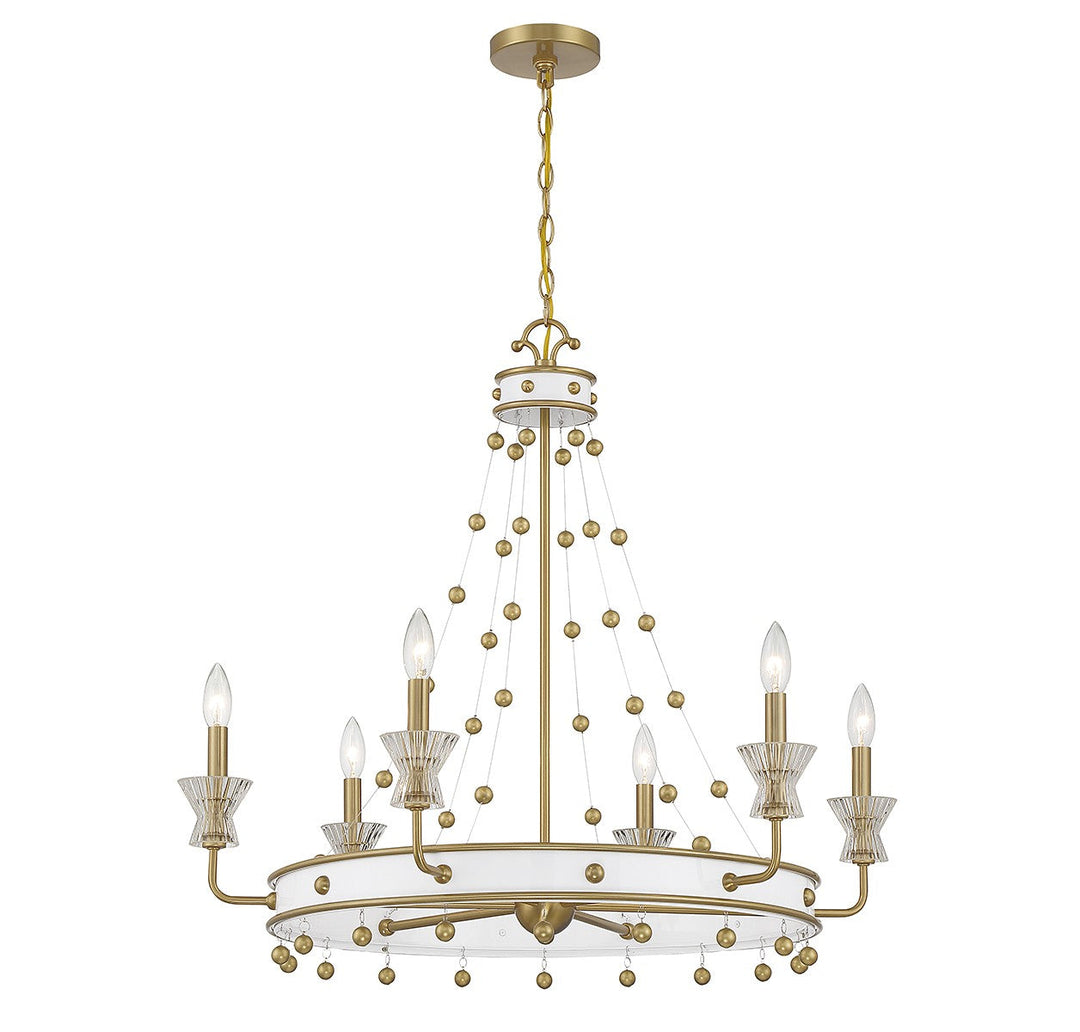 Savoy House Iris 1-3804-6-142 Chandelier Light - White with Warm Brass