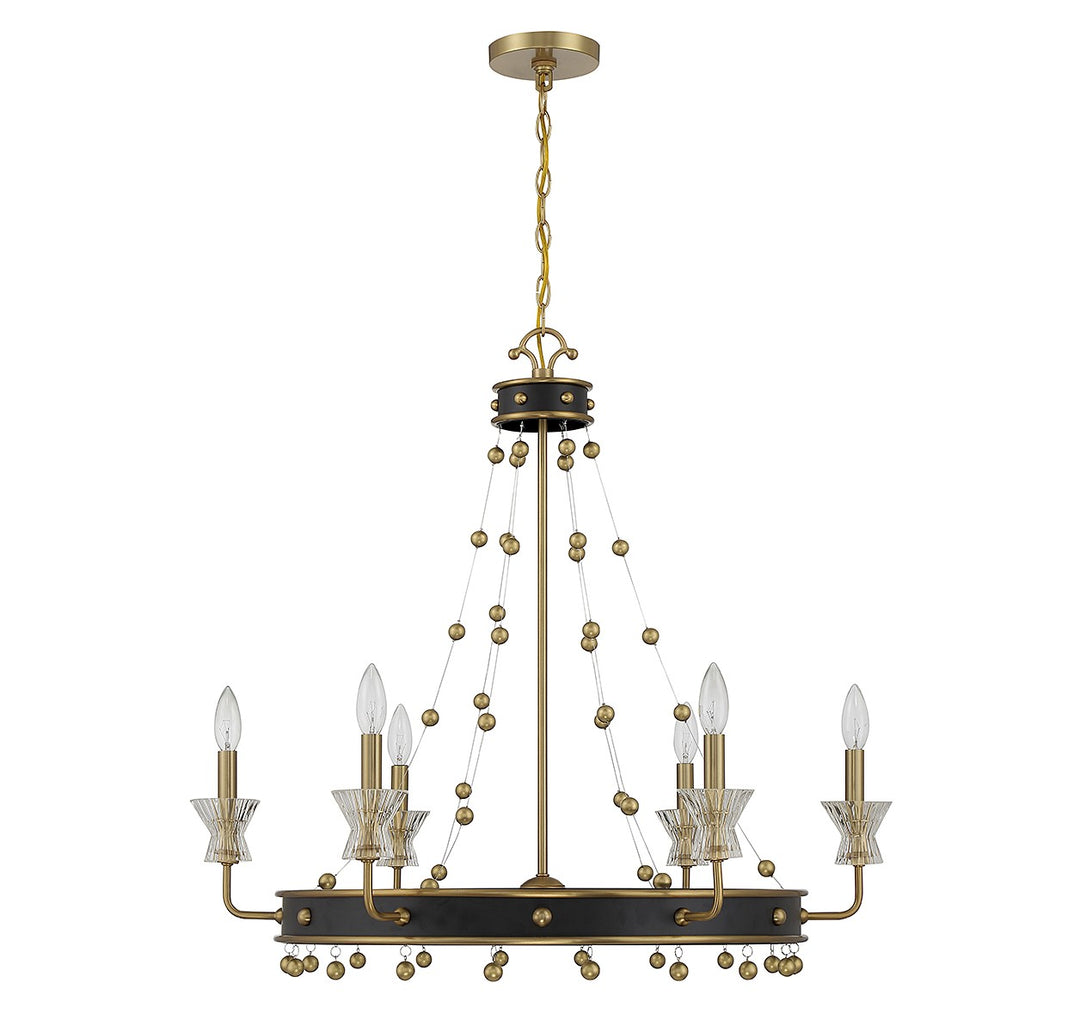 Savoy House Iris 1-3804-6-143 Chandelier Light - Matte Black with Warm Brass