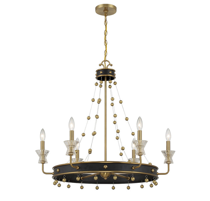 Savoy House Iris 1-3804-6-143 Chandelier Light - Matte Black with Warm Brass