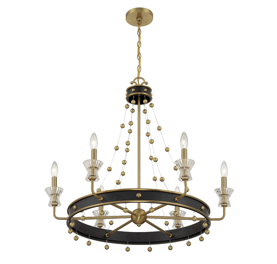 Savoy House Iris 1-3804-6-143 Chandelier Light - Matte Black with Warm Brass