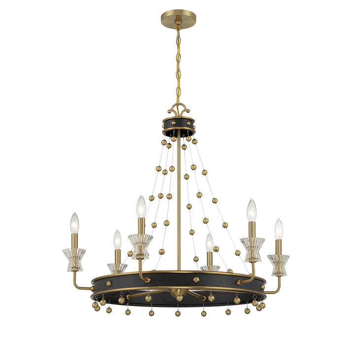 Savoy House Iris 1-3804-6-143 Chandelier Light - Matte Black with Warm Brass