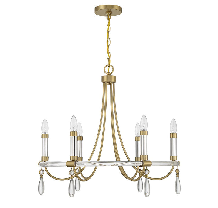 Savoy House Mayfair 1-7716-6-195 Chandelier Light - Warm Brass and Chrome