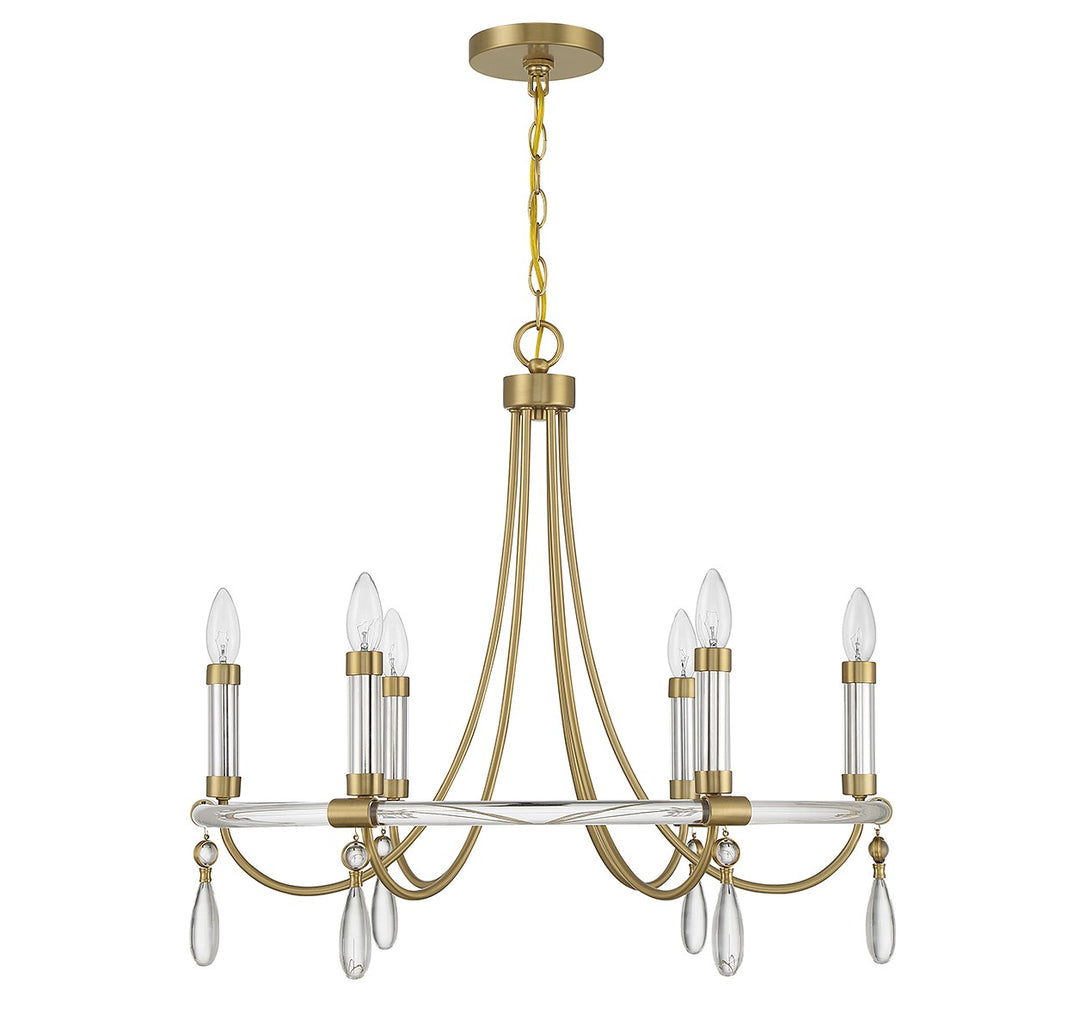 Savoy House Mayfair 1-7716-6-195 Chandelier Light - Warm Brass and Chrome