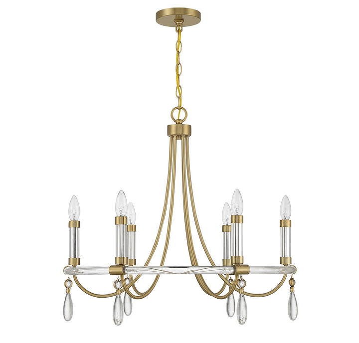 Savoy House Mayfair 1-7716-6-195 Chandelier Light - Warm Brass and Chrome