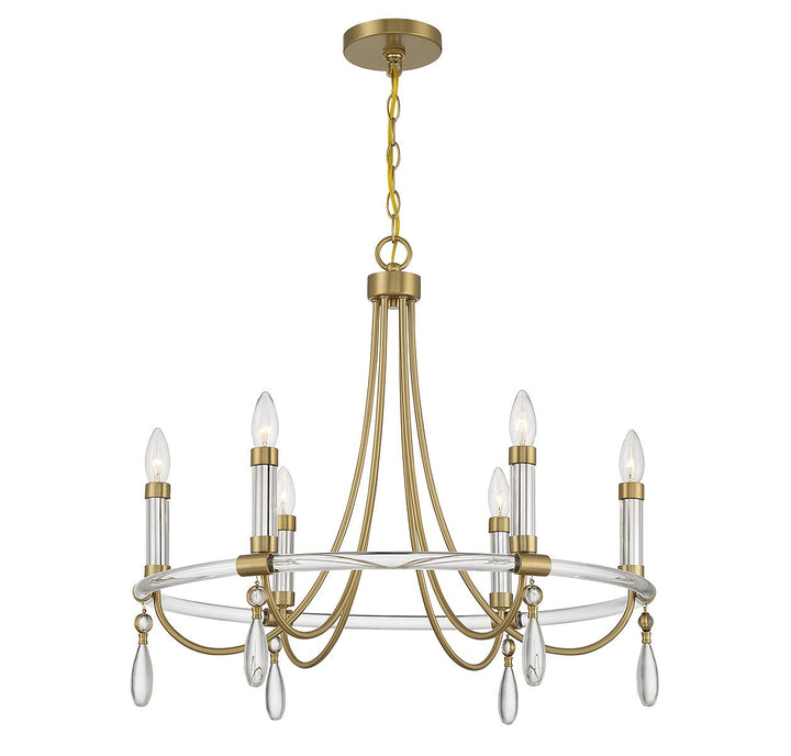 Savoy House Mayfair 1-7716-6-195 Chandelier Light - Warm Brass and Chrome
