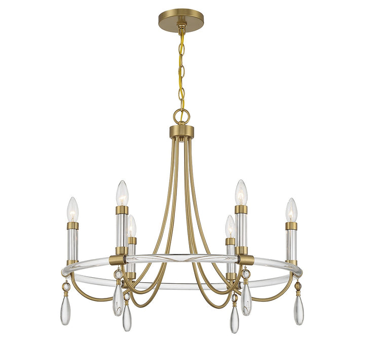 Savoy House Mayfair 1-7716-6-195 Chandelier Light - Warm Brass and Chrome