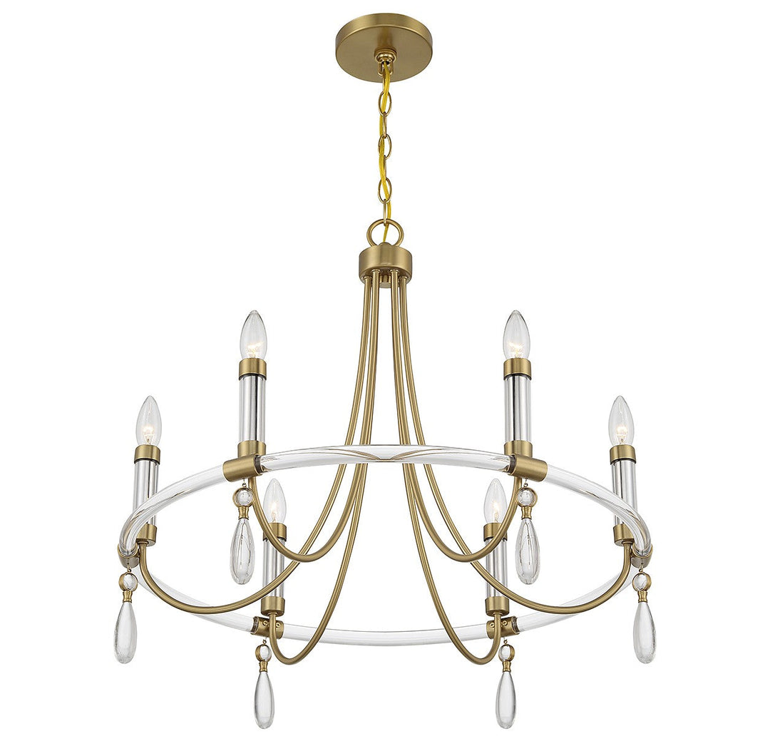 Savoy House Mayfair 1-7716-6-195 Chandelier Light - Warm Brass and Chrome