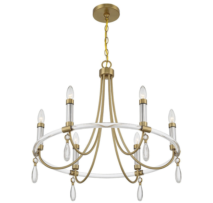 Savoy House Mayfair 1-7716-6-195 Chandelier Light - Warm Brass and Chrome