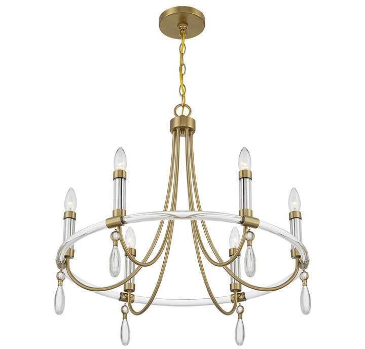 Savoy House Mayfair 1-7716-6-195 Chandelier Light - Warm Brass and Chrome