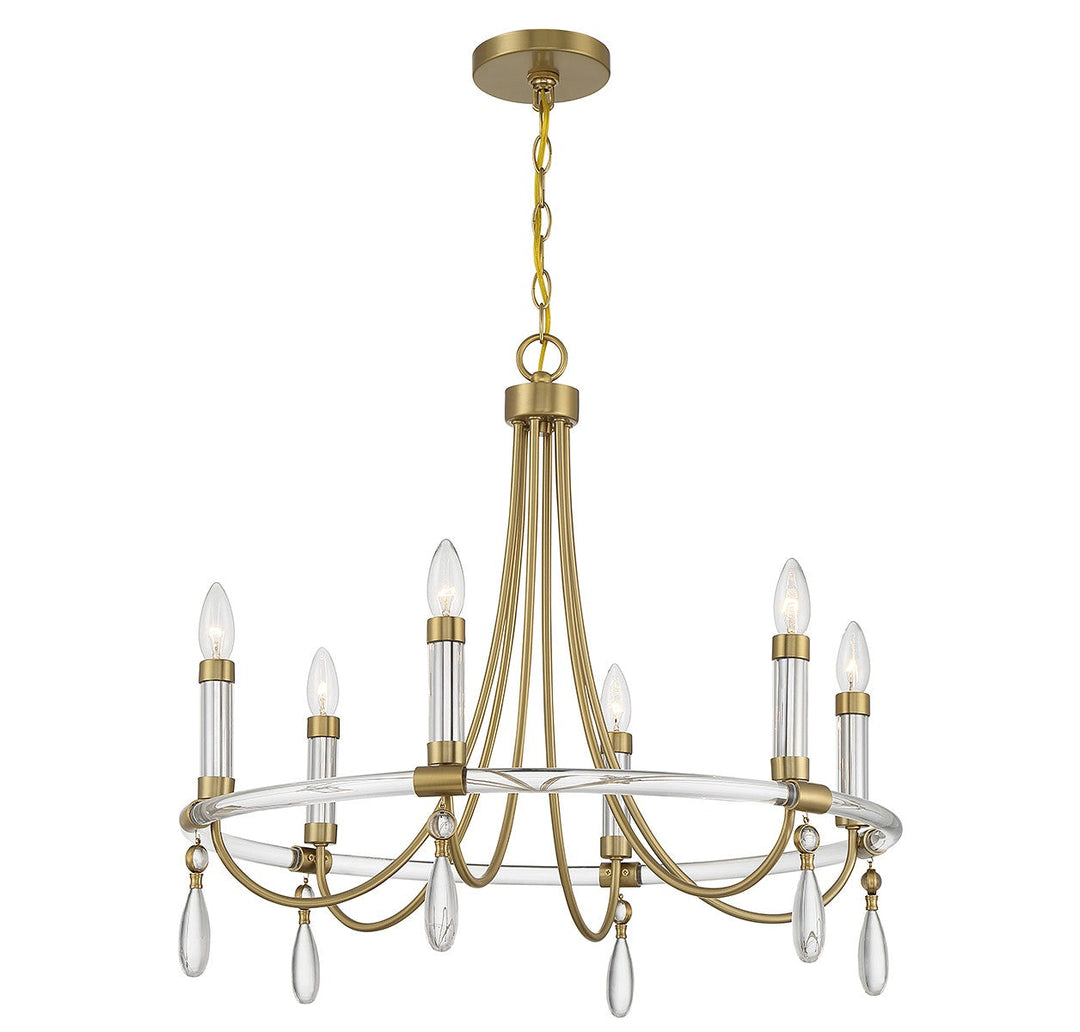 Savoy House Mayfair 1-7716-6-195 Chandelier Light - Warm Brass and Chrome