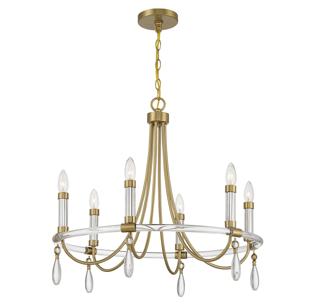Savoy House Mayfair 1-7716-6-195 Chandelier Light - Warm Brass and Chrome