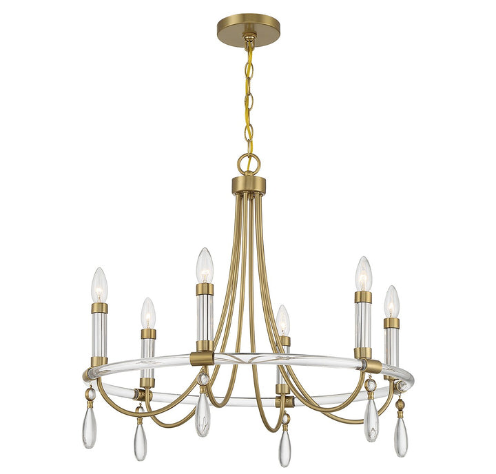 Savoy House Mayfair 1-7716-6-195 Chandelier Light - Warm Brass and Chrome