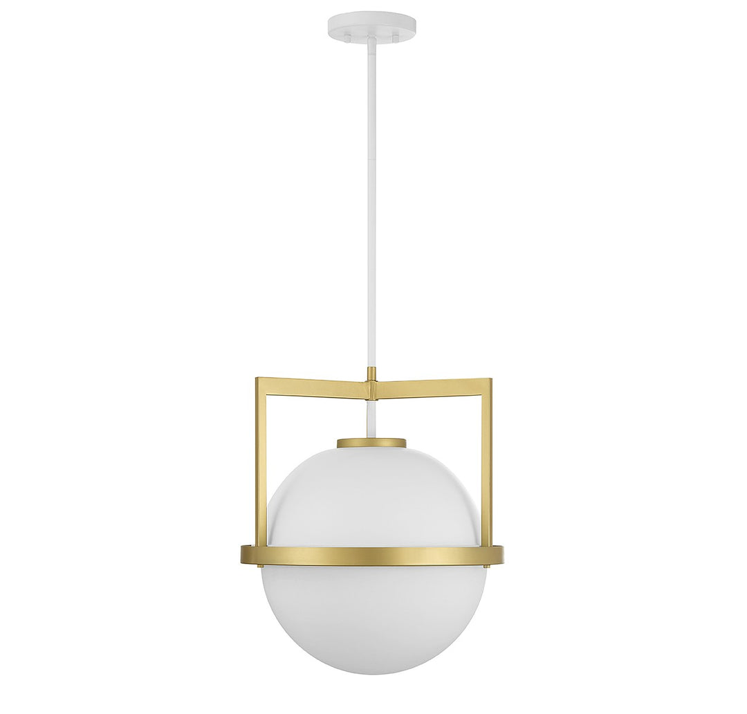 Savoy House Carlysle 7-4600-1-142 Pendant Light - White with Warm Brass