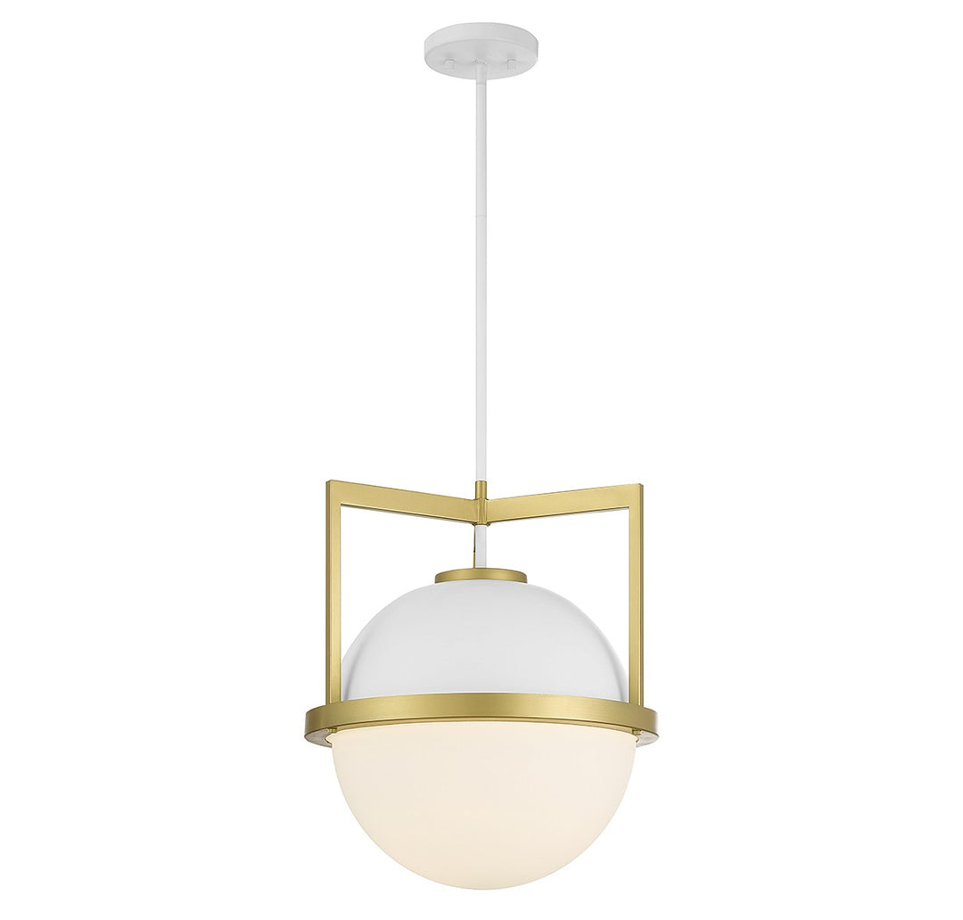 Savoy House Carlysle 7-4600-1-142 Pendant Light - White with Warm Brass