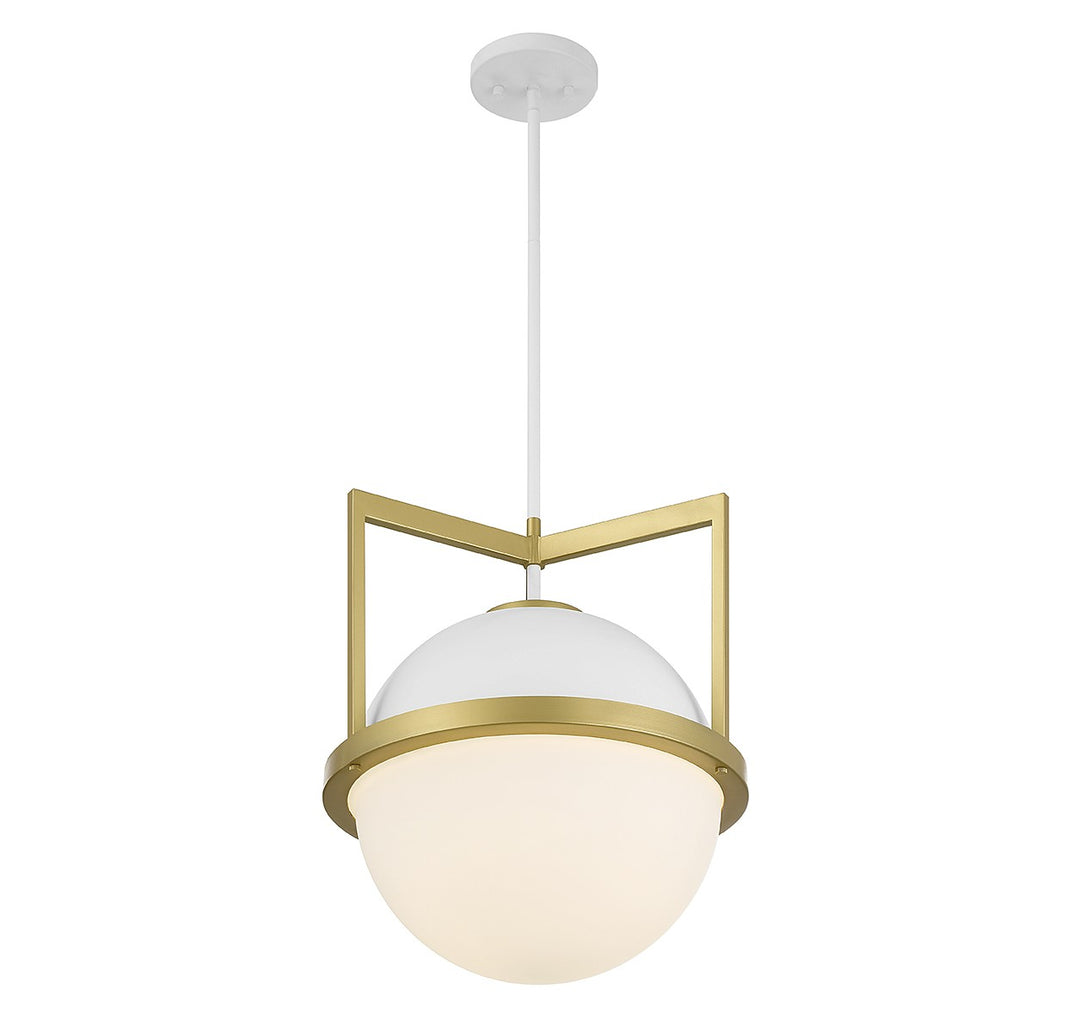 Savoy House Carlysle 7-4600-1-142 Pendant Light - White with Warm Brass