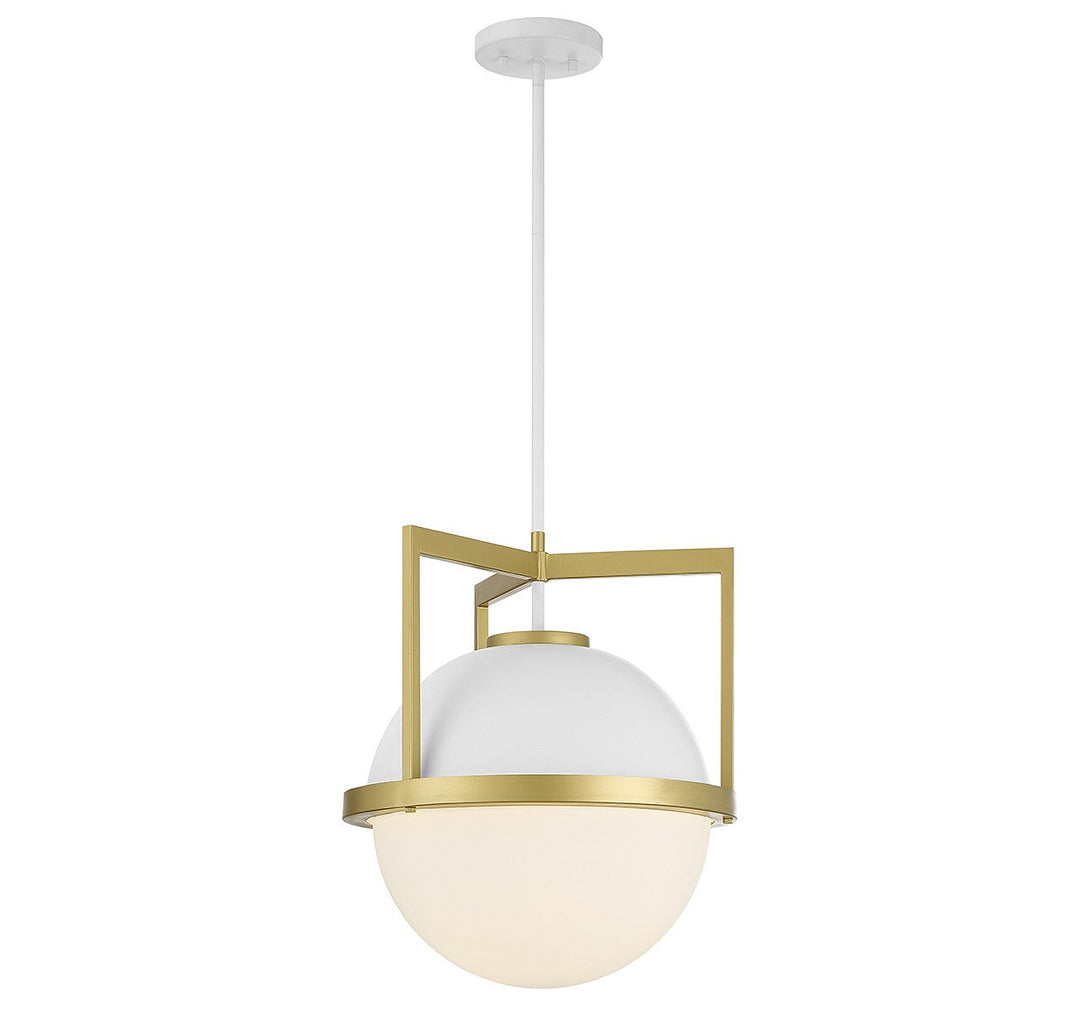 Savoy House Carlysle 7-4600-1-142 Pendant Light - White with Warm Brass