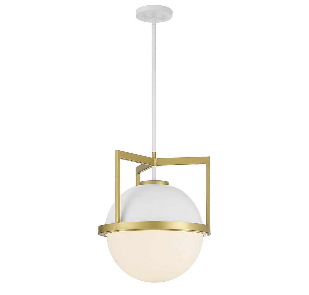 Savoy House Carlysle 7-4600-1-142 Pendant Light - White with Warm Brass