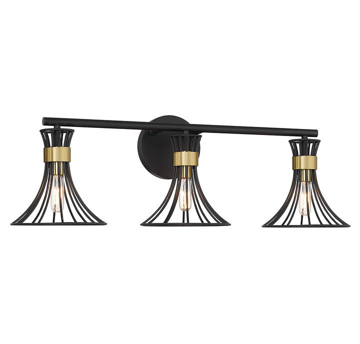 Savoy House Breur 8-6080-3-143 Bath Vanity Light 28 in. wide - Matte Black with Warm Brass