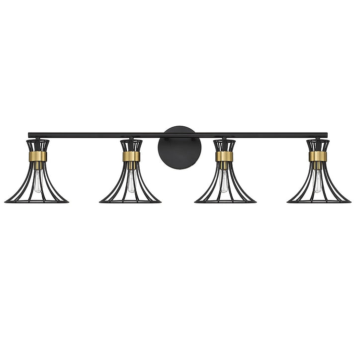 Savoy House Breur 8-6080-4-143 Bath Vanity Light 38 in. wide - Matte Black with Warm Brass