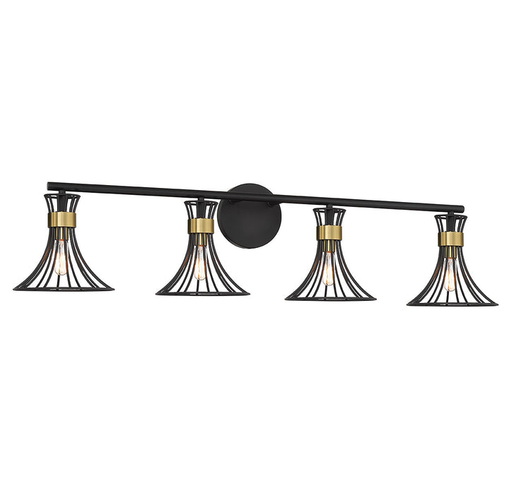 Savoy House Breur 8-6080-4-143 Bath Vanity Light 38 in. wide - Matte Black with Warm Brass