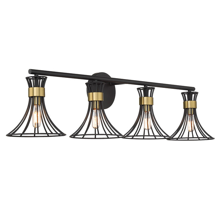 Savoy House Breur 8-6080-4-143 Bath Vanity Light 38 in. wide - Matte Black with Warm Brass