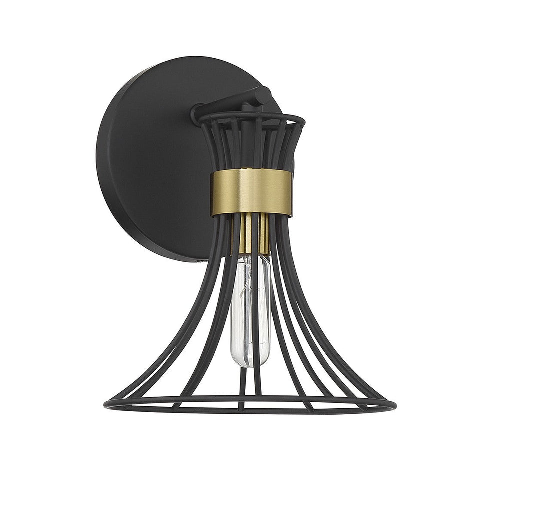 Savoy House Breur 9-6080-1-143 Wall Sconce Light - Matte Black with Warm Brass