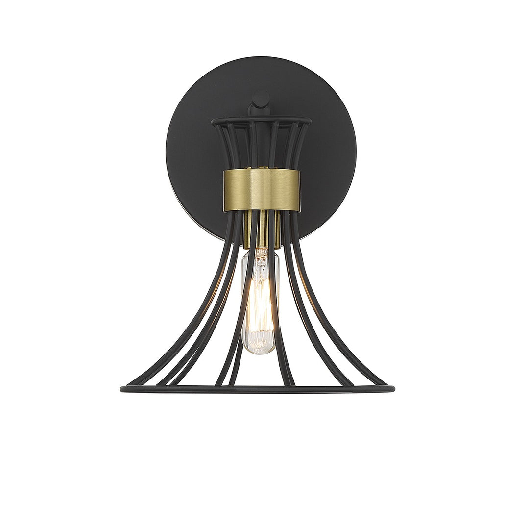 Savoy House Breur 9-6080-1-143 Wall Sconce Light - Matte Black with Warm Brass