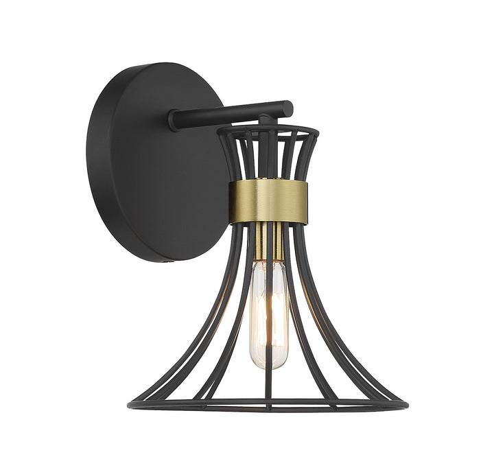 Savoy House Breur 9-6080-1-143 Wall Sconce Light - Matte Black with Warm Brass