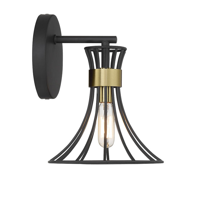 Savoy House Breur 9-6080-1-143 Wall Sconce Light - Matte Black with Warm Brass