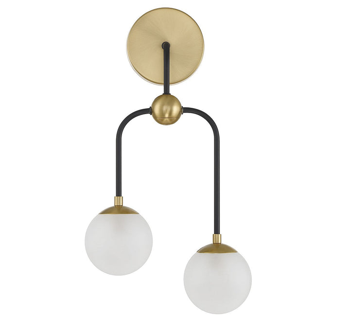 Savoy House Couplet 9-6696-2-143 Wall Sconce Light - Matte Black with Warm Brass